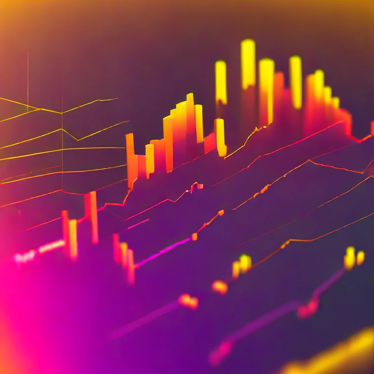 Graphiques de données montrant la croissance des tendances numériques