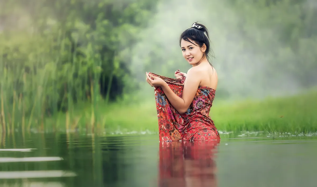 woman, washing, vietnam, asia, young, beauliful, river, cambodia, culture, girl, indonesia, kariang, laos, lifestyle, countryside, nature, malaysia, myanmar, bu