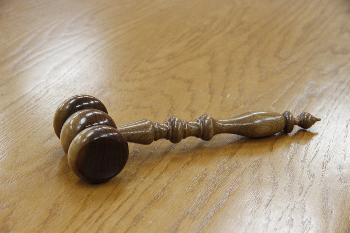 Canadian courtroom with judge and lawyer