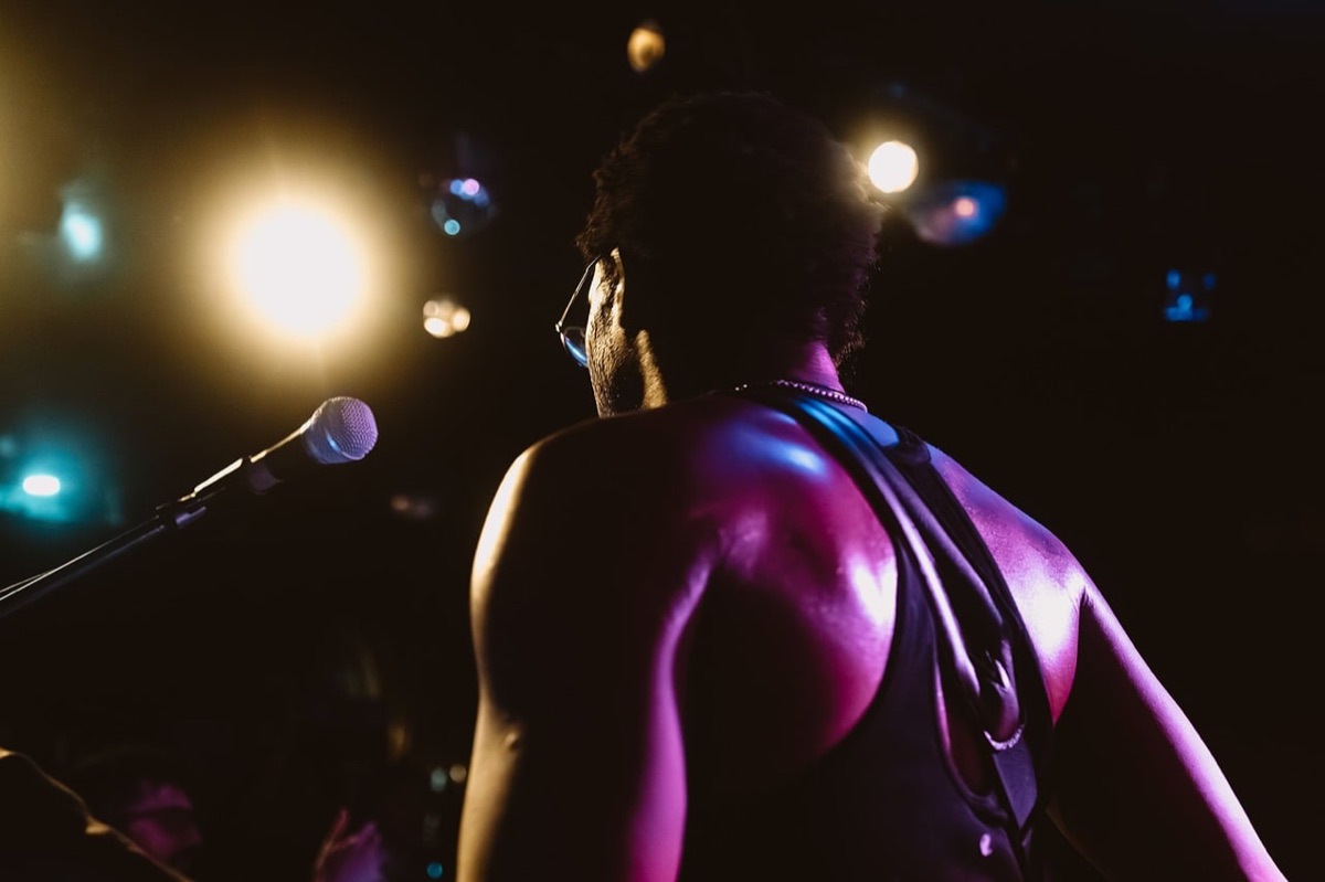 Canadian musician on stage with audience